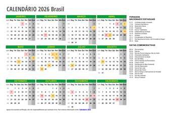 Calendário 2026 Brasil